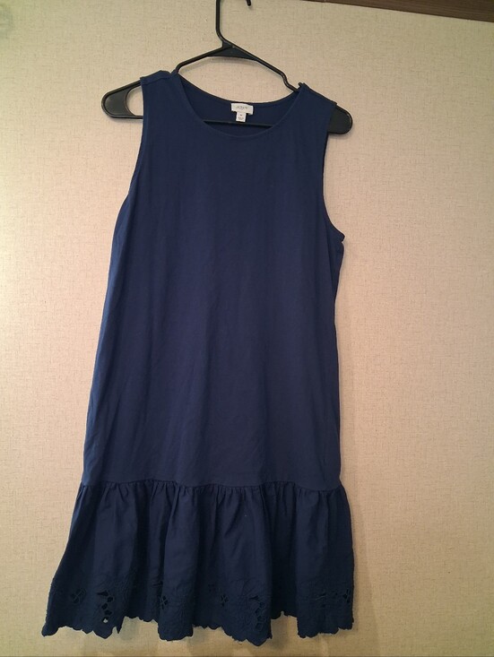 J. Crew Dresses & Skirts - J. Crew Navy Sleeveless Ruffled Hem Dress Sz M